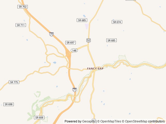 Map of Fancy Gap / Blue Ridge Parkway KOA Journey location at Fancy Gap, VA, United States