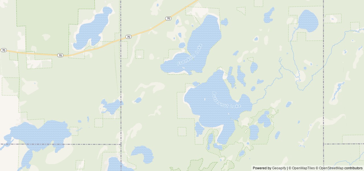 Map of Franklin Lake location at Eagle River, WI, United States