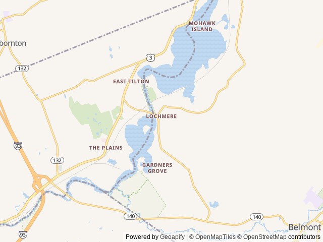 Map of Silver Lake Campground location at Belmont, NH, United States