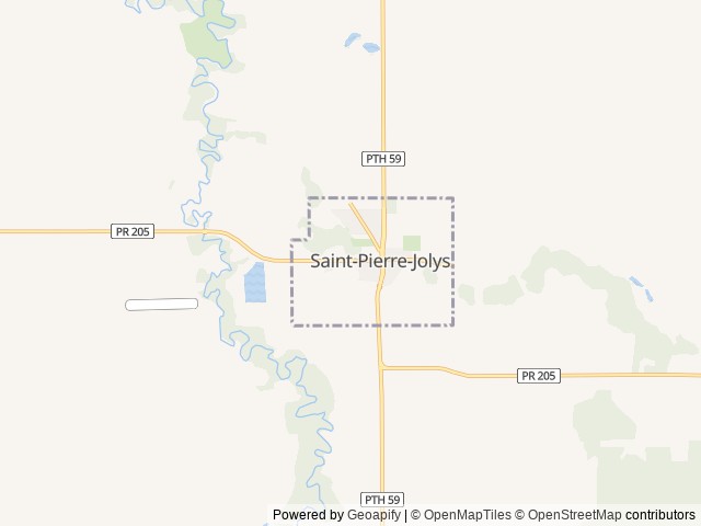 Map of St-Pierre-Jolys RV Campground location at St Pierre Jolys, MB, Canada