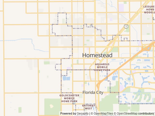 Map of The Boardwalk RV Resort location at Homestead, FL, United States