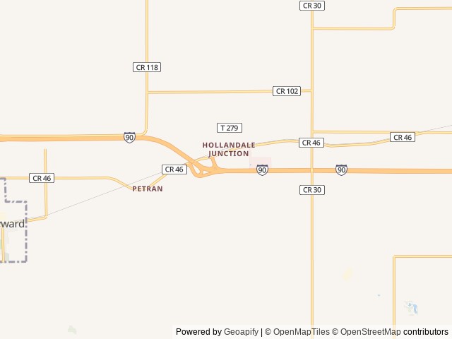 Map of Albert Lea / Austin KOA Journey location at Hayward, MN, United States
