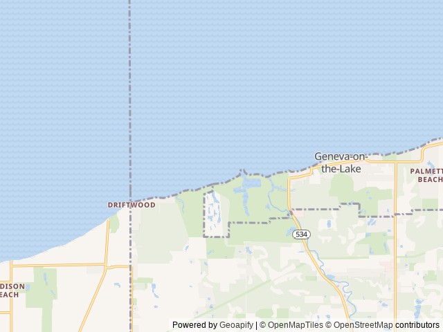 Map of Lake Erie Shores location at Austinburg Township, OH, United States