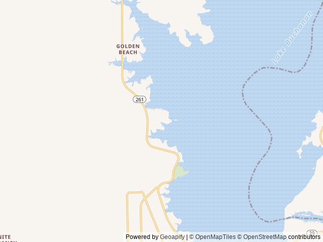 Map of Poppy's Pointe Resort location at Lake Buchanan, TX, United States