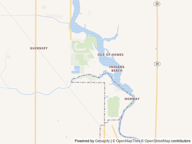 Map of Indiana Beach / Monticello KOA Holiday location at Monticello, IN, United States
