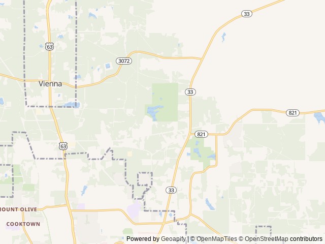 Map of Lincoln Parish Park location at Ruston, LA, United States