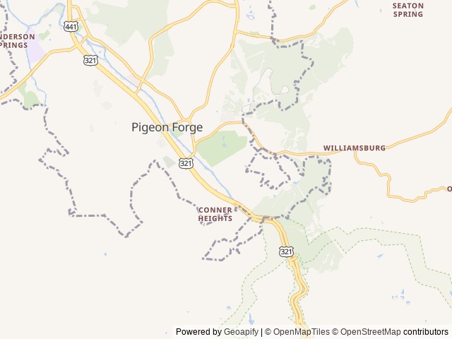 Map of Camp Riverslanding location at Pigeon Forge, TN, United States