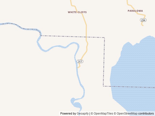 Map of White Cliffs Park location at Ben Lomand, AR, United States