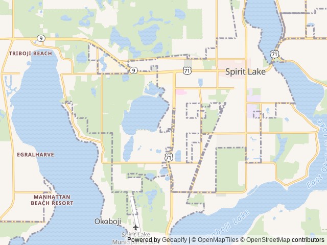 Map of Cenla Campgrounds location at Spirit Lake, IA, United States