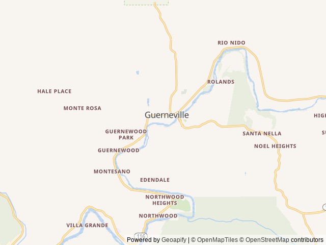 Map of The Highlands Resort location at Guerneville, CA, United States