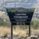 This imagine depicts the Lone Pine Campground site id sign.