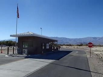 Kiosk building at the entrance of Furnace Creek Campground
