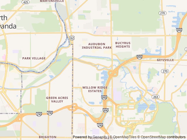 Map for 2019 34’ Bunk House - Kid & Pet Friendly near Buffalo, NY