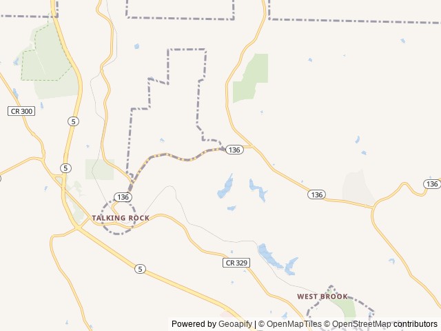 Map of Talking Rock Motorcoach Resort location at Talking Rock, GA, United States