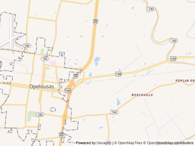 Map of The Back Yard Food Truck Park location at Opelousas, LA, United States