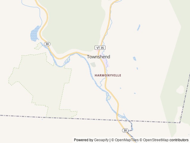 Map of West River Camperama location at Townshend, VT, United States