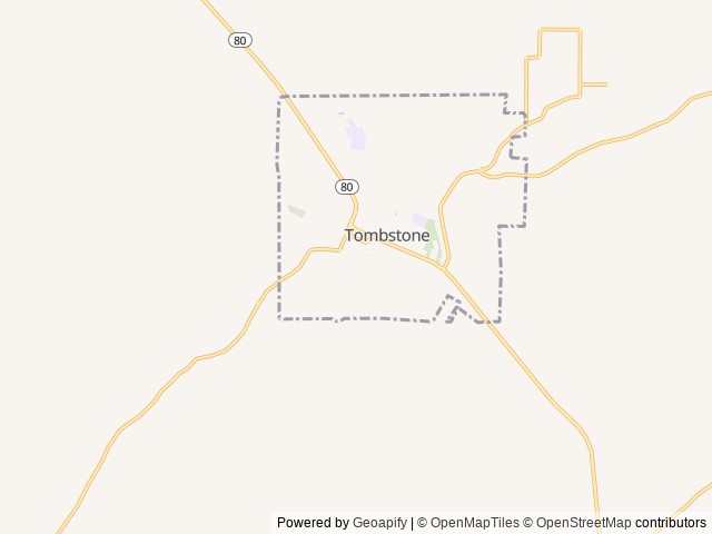Map of Stampede RV Resort location at Tombstone, AZ, United States