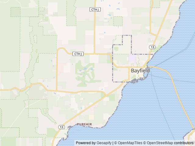 Map of Apostle Islands Area Campground location at Bayfield, WI, United States