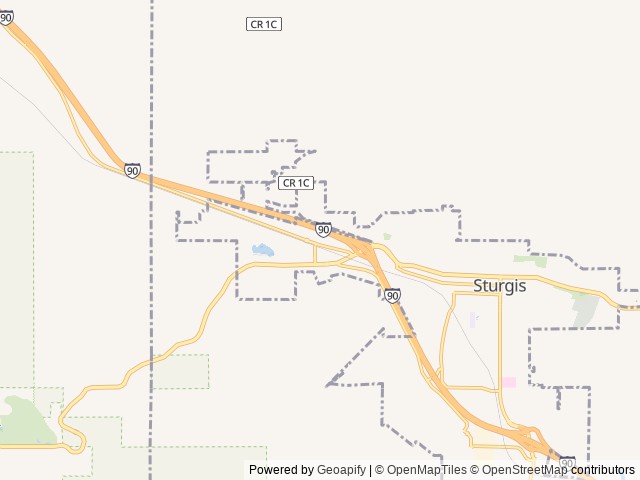 Map of Days End Campground location at Sturgis, SD, United States