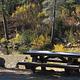 Picnic table next to the Little Truckee River