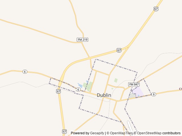 Map of Stephenville / Dublin KOA Journey location at Dublin, TX, United States
