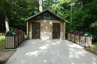 Vault bathrooms at Little Beaver Lake campground.