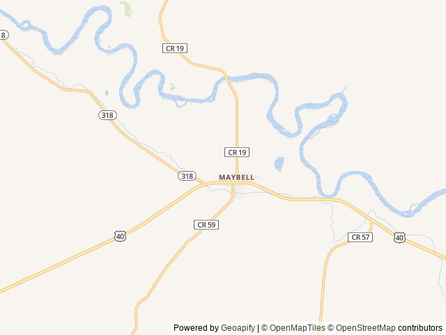 Map of Maybell Park location at Maybell, CO, United States