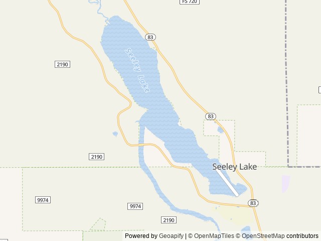 Map of River Point Lolo Campground (MT) location at Seeley Lake, MT, United States