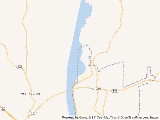 Map of Whitten Park location at Fulton, MS, United States