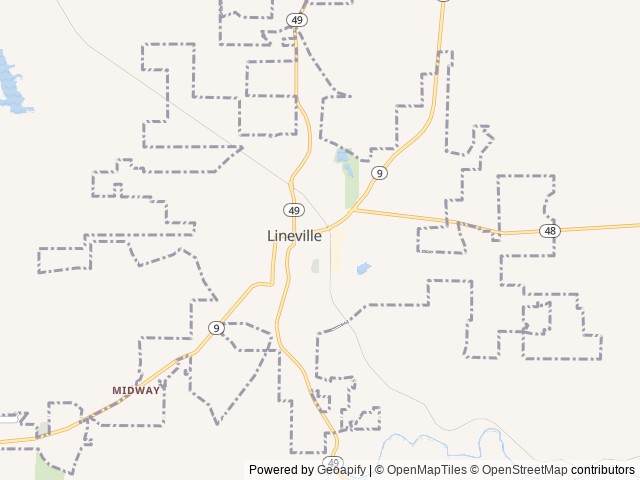 Map of Big Fish at Wedowee RV Park location at Lineville, AL, United States