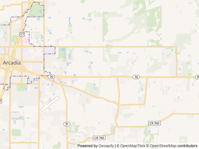 Map of Toby's RV Resort location at Arcadia, FL, United States
