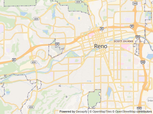 Map of River West Resort location at Reno, NV, United States