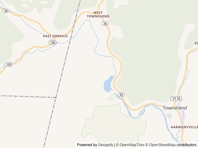 Map of Townshend Lake Recreation Area location at Townshend, VT, United States