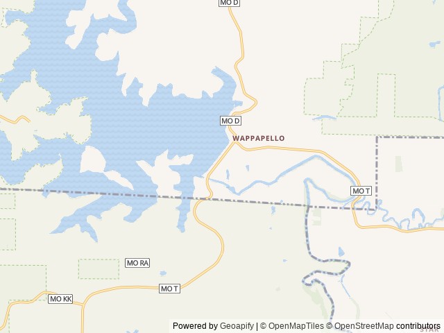 Map of Redman Creek Recreation Area location at Wappapello, MO, United States