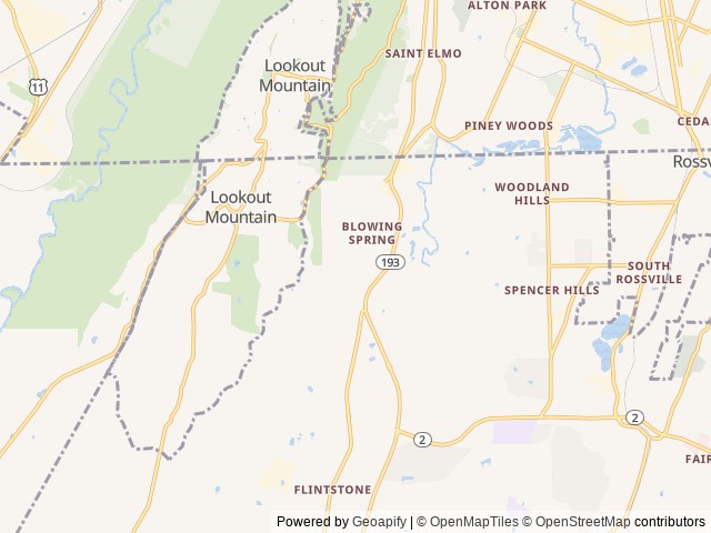 Map of Treetop Hideaways location at Flintstone, GA, United States