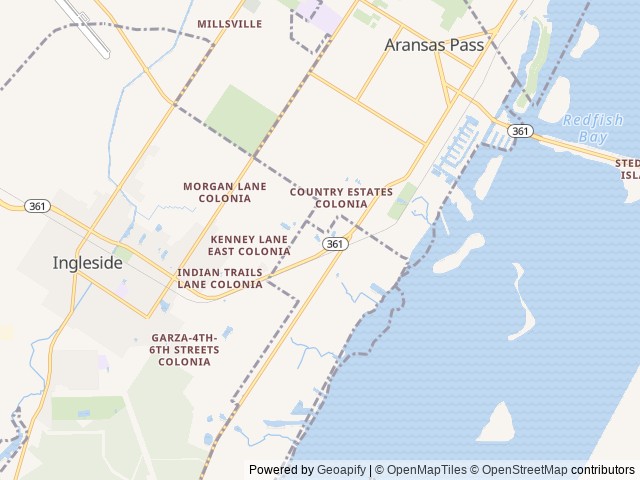 Map of Aransas Oaks RV Resort location at Aransas Pass, TX, United States