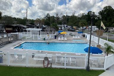 On-property view of the 18‑hole miniature golf course and gazebo area — shows recreational amenities listed on the campground’s activities page.