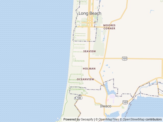 Map of Sou'wester Lodge location at Seaview, WA, United States