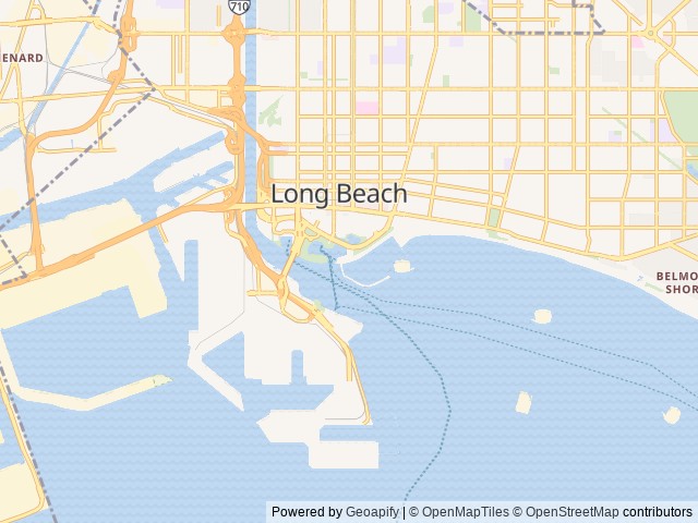 Map of Waterfront RV Park location at Long Beach, CA, United States