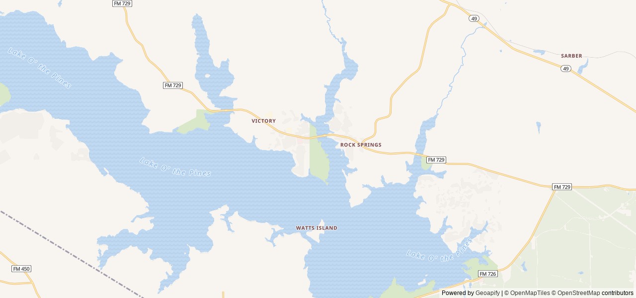 Map of Johnson Creek Camp location at Jefferson, TX, United States