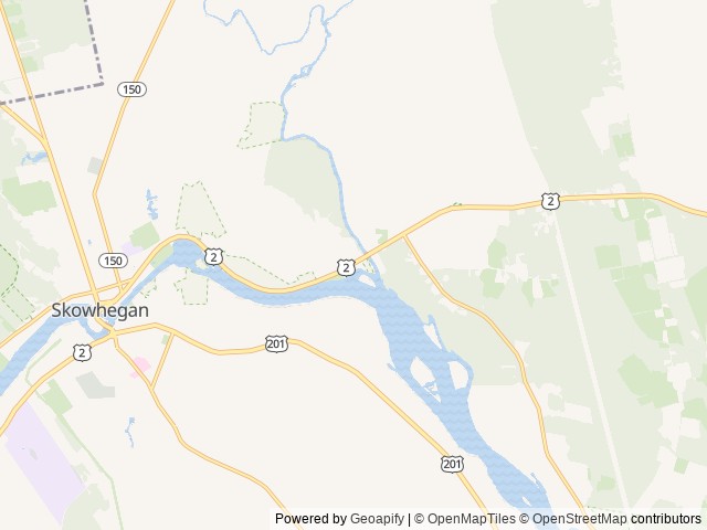 Map of Two Rivers Campground location at Skowhegan, ME, United States