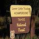 Entrance sign along Hwy 89 to the Lower Little Truckee campground.