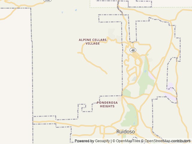 Map of Cedar Creek (Sam Tobias) location at Ruidoso, NM, United States