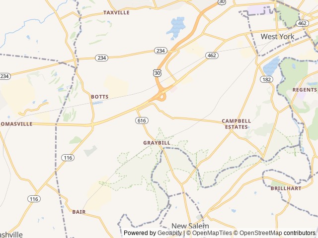 Map of Ben Franklin RV Park location at York, PA, United States
