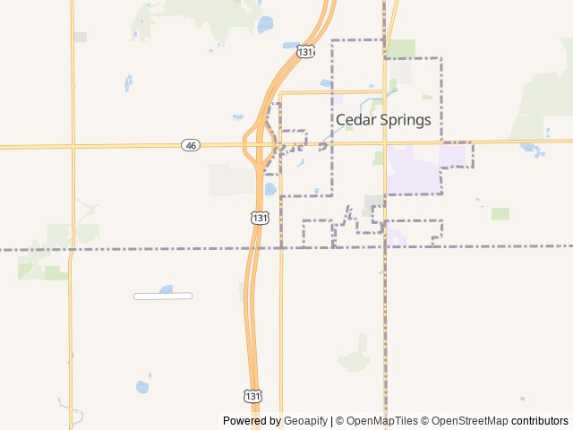 Map of Cedar Springs RV Resort location at Cedar Springs, MI, United States