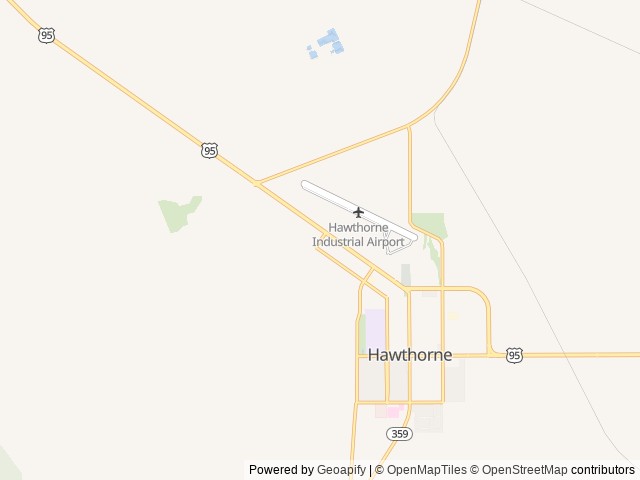 Map of Whiskey Flats RV Park location at Hawthorne, NV, United States