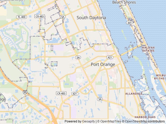 Map of Nova Family Campground location at Port Orange, FL, United States