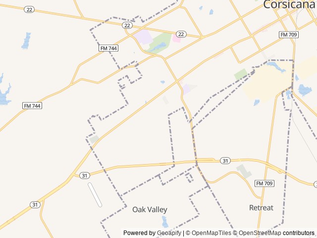 Map of American RVP location at Corsicana, TX, United States