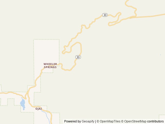 Map of Wheeler Gorge location at Ojai, CA, United States