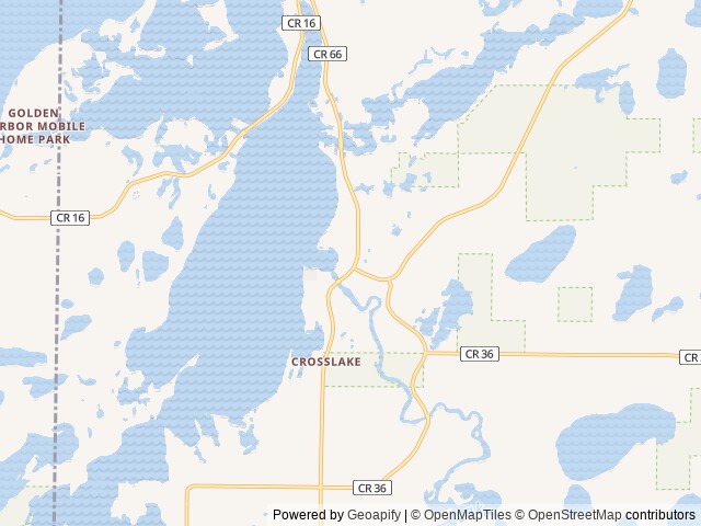 Map of Cross Lake Recreation Area location at Crosslake, MN, United States